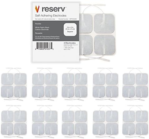 reserv 2" x 2" Premium Re-Usable Self Adhesive Electrode Pads for TENS/EMS Unit, Fabric Backed Pads with Premium Gel (Latex Free) (1 Pack (40 electrodes) by Reserv