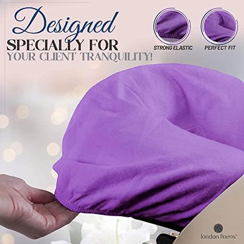LONDON LINENS Pack of 10, Premium Extra Thick 100% Cotton Flannel Massage Tables Face Cradle Covers Cozies Fitted - Includes 10 pcs (Lilac) - Image 4