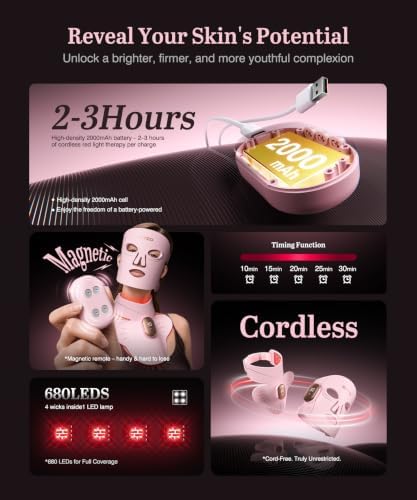 Red Light Therapy Mask for Face & Neck, 850nm NIR & 660nm Red LED, 4 Modes - Image 5