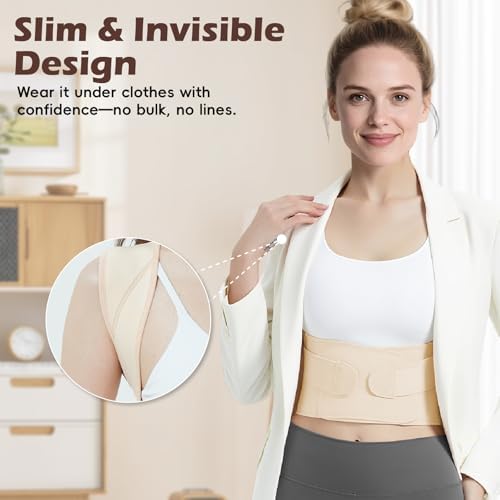 Posture Corrector for Women & Men, Full Back Brace Support with Adjustable Shoulder Straightener, Lower & Upper Back Pain Relief - Scoliosis, Hunchback, Spine Corrector (Beige, Small) - Image 2