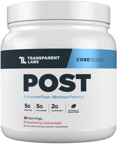 Transparent Labs Post - Post-Workout Recovery Muscle Builder with L-Glutamine, Beta-Alanine and BetaPure Betaine Anhydrous for Muscle Recovery and Muscle Building - 30 Servings, Strawberry Lemonade by TransparentLabs