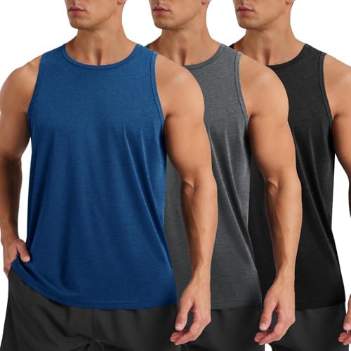 BOOJO 3 Pack Tank Tops Men - Summer Quick Dry Moisture Wicking Workout Muscle Sleeveless Shirts for Gym Beach Running by BOOJO