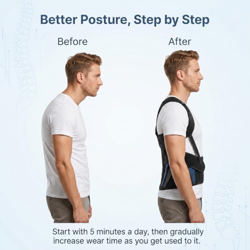Back Brace Posture Corrector for Men, Adjustable Full Back Support Brace - Image 3