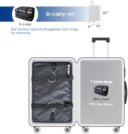 Grand Fusion Stow-N-Go Hanging Travel Shelves, Packing Organizer for Luggage. Carry on Closet for Suitcase. Expandable Packing Cube. Travel Essentials. (Black - XL, XL = (L) 17.7" x (W) 11.8") - Image 4
