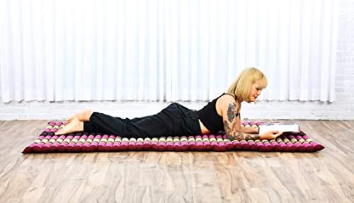 Leewadee - Kapok Roll Mat – Handcrafted Folding Sleep & Relaxation Mattress from Thailand, Ideal as Guest Bed, Camping Mat, Yoga Mat or Traditional Futon, 75 x 39 inches, Auburn Pink - Image 5