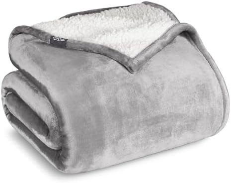 Bare Home Sherpa Fleece Blanket (Twin/Twin XL, Light Grey) by BareHome