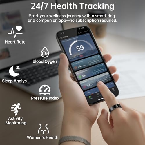 Smart Ring Health Tracker for Men & Women, Heart Rate, HRV, Sleep Monitoring, 10ATM Waterproof, No Subscription Fee, Works with iPhone & Android (Rose Gold, 14) - Image 3