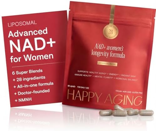 Happy Aging NAD+ Supplement for Women | NAD Booster with NMN, NMNH, NR, Resveratrol, CoQ10 – Supports Energy, Focus, Skin Glow & Daily Vitality, 30-Day Supply by HappyAging