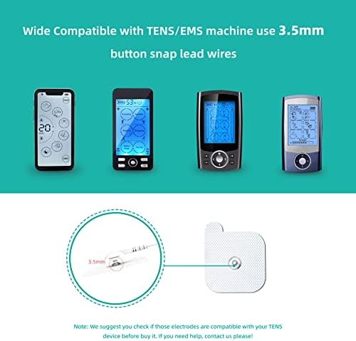 TENS Unit Replacement Pads, 20 PCS Adhesive Electrode, Replacement Reusable Electrodes, Compatible with Muscle Stimulator Machine of Most Brand, with 3.5 mm Snap-on Connector, 2" X 2" - Image 3