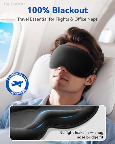 FACEMOON Blackout Weighted Eye Mask, 3D Sleep Mask for Men, Travel Gadgets - Image 3