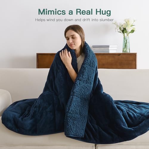 Lofus 15 lbs Weighted Blanket for Adults Queen Size 60" x 80", Navy Blue - Image 5