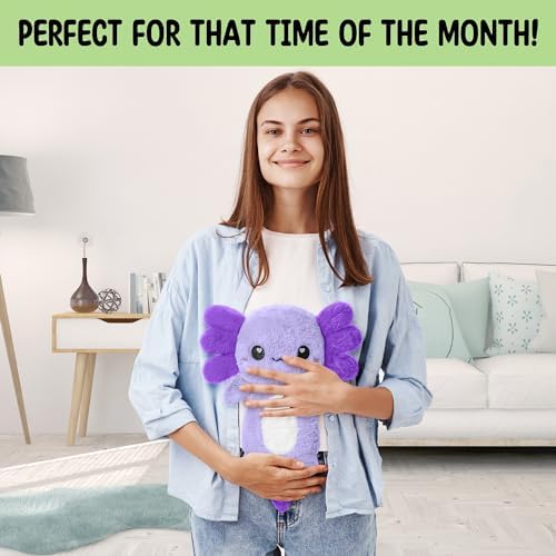 Purple Axolotl Microwavable 1.5 lbs Unscented Heating Pad for Women and Kids- Cute Soft Cozy Pillow Plush Heatable Warm Stuffed Animals - Kawaii Hot and Cold Plushie - Axolotl Gifts for Girls and Boys - Image 6