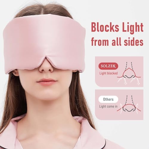 Silk Sleeping Mask Large Wrap-Around Blindfold with Adjustable Velcro Soft Blackout Eye Mask Women (Pink) - Image 4