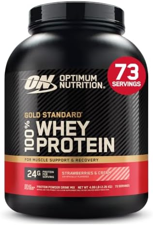 Optimum Nutrition Gold Standard Whey Protein, Strawberries & Cream, 5 LB by OPTIMUMNUTRITION