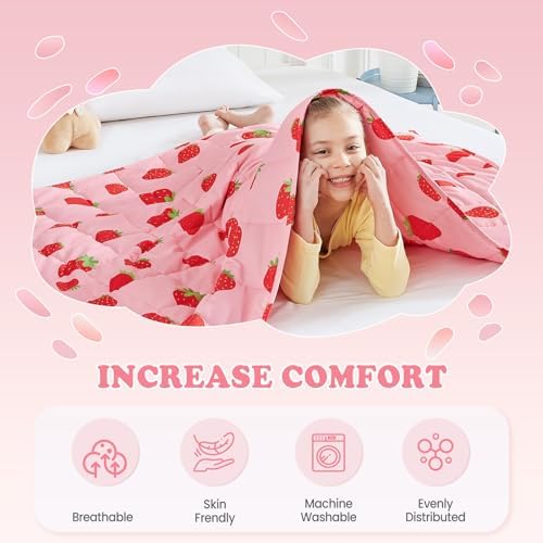 Pink Strawberry Weighted Blanket 3 lbs Heavy Throw Blanket, 20"x30" - Image 3