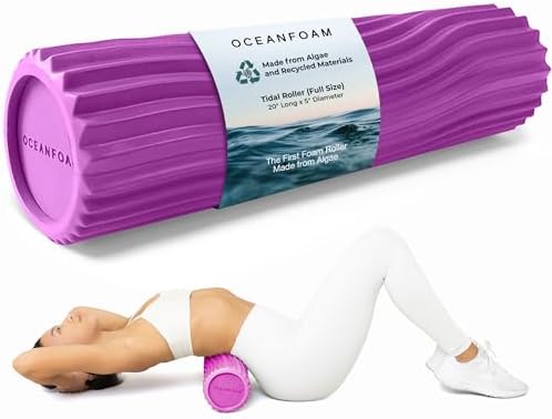 Oceanfoam Tidal Roller - Magenta - Muscle Massage Foam Roller for Back Pain & Stretching - Firm and Ergonomic Wide Wave Textured - Yoga, Athletics, & Wellness - Full Size, 20" x 5" - Image 2