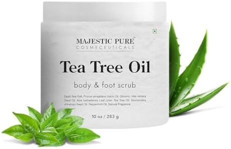 MAJESTIC PURE Tea Tree Foot & Body Scrub with Tea Tree Oil, Exfoliating Salt Scrub to Exfoliate & Moisturize Skin, Deep Cleansing - 10 oz by BeautyandPersonalCare