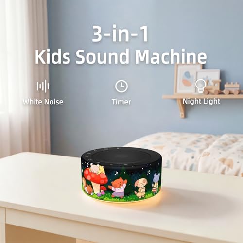 Kipcush White Noise Machine for Baby & Adults, Sleep Sound Machine with 30 Soothing Sounds, 8-Color Night Light, Memory Function, White Noise for Sleeping, Nursery, Office, Travel, Relaxation - Image 2