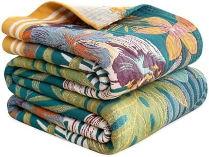 MSGKV Boho Throw Blanket 60"x80" Cotton Floral Blanket for Couch Sofa Bed by MSGKVHomeTextiles