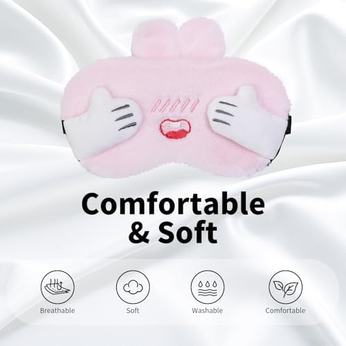 PERFECTSIGHT Sleep Eye Masks, Cute Bunny Sleep Eye Cover Lightweight Adjustable Eyeshade Mask Cover for Women KDS Sleep Travel Nap, Hide and Seek - Image 2
