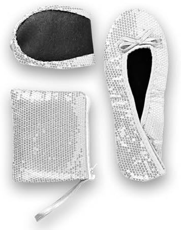 Stylish Foldable Ballet Flats for Women Portable Roll Up Travel Shoes for Wedding Bridesmaid Includes Carrying Pouch by Untssiw