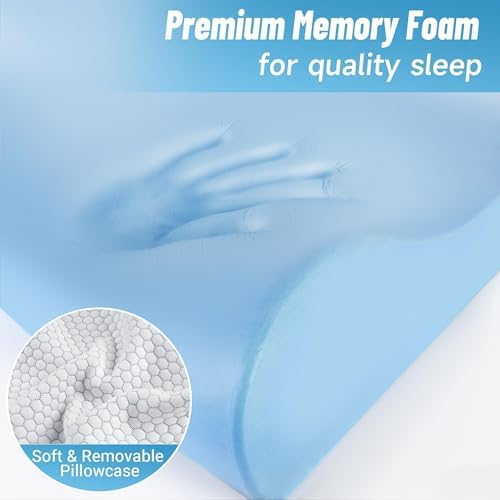 Neck Pillow for Sleeping, Ergonomic Cervical Bed Pillow, Grey Queen Size - Image 3