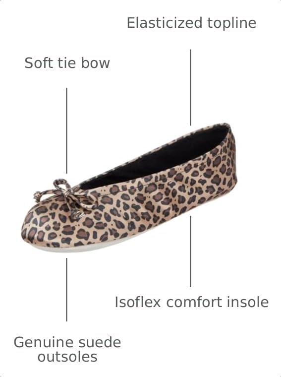 Isotoner Women's Satin Ballerina Slippers with Classic Ribbon Bow and Suede Sole - Image 3