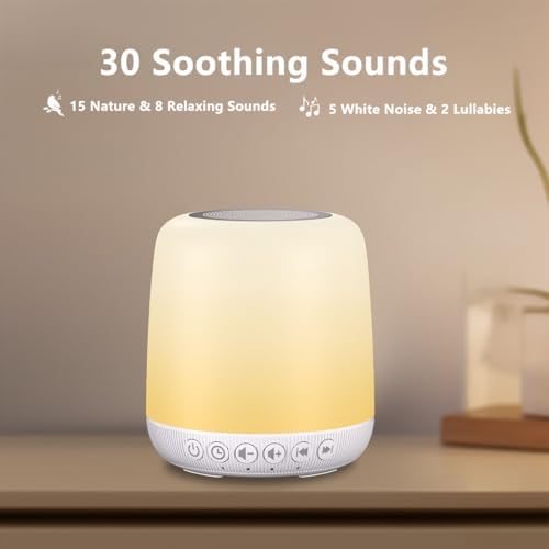 White Noise Sound Machine for Sleep Portable Sound Machine with 30 Soothing Sounds 12 Night Light Colors 4 Timer Sleep Machine for Baby Adults, Smart App Control, Touch Control - Image 2
