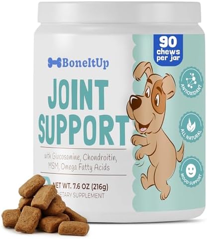 BoneItUp Soft Dog Joint Support Supplement Chews for Aging, Large & Overweight Pets - Glucosamine, Chondroitin, MSM & Omega - Advanced Hip & Joint Supplement for Dogs - Pet Bone Support Treats (90 Ct) by BoneItUp