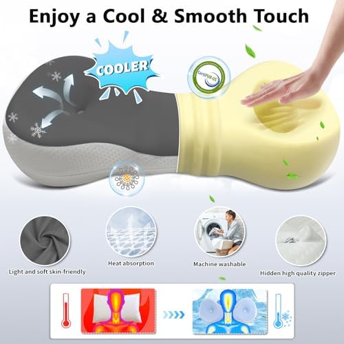 Cervical Neck Roll Pillow, Say Goodbye to Neck Pain, Travel Neck Support Pillow for Side Sleepers, Ergonomic Memory Foam Camping Pillow, Cervical Traction Device with Storage Bag - Image 6