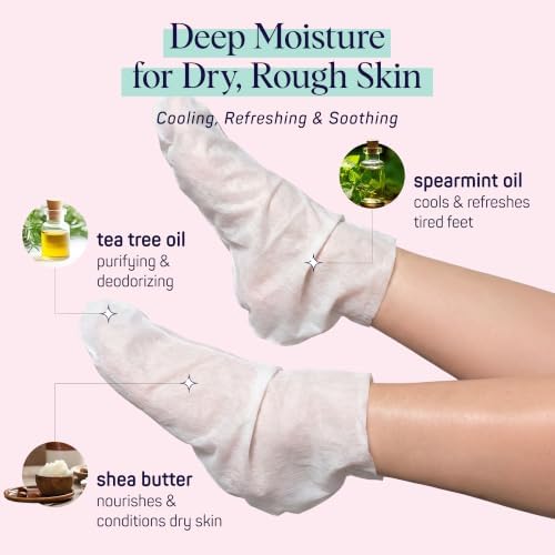 SpaLife Moisturizing Foot Sockies | Foot Mask for Dry Cracked Feet | Tea Tree Oil Softening Booties | Callus Remover Alternative | Self Care Gifts for Women | 8 Pack - Image 5