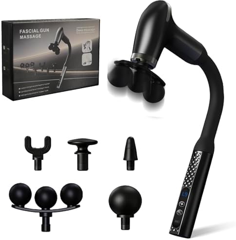 Massage Gun with Upgraded Extension Handle, Massage Gun Deep Tissue - Back Massager for Relief Deep Tissue, Muscles/Neck/Shoulders/Waist/Legs Massager,5 Replaceable Heads&9 Speed Levels (Black) by Unknown