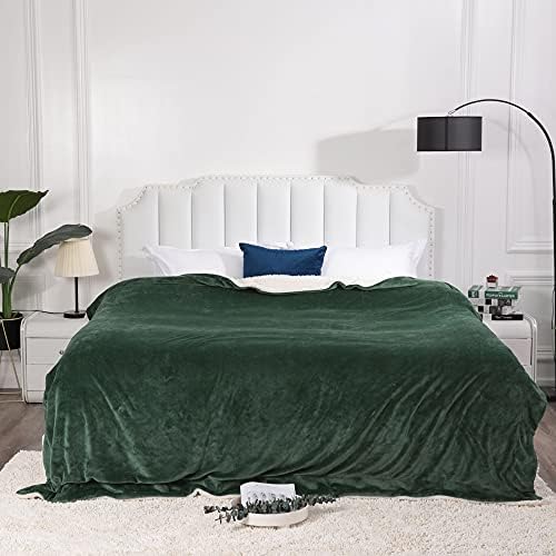 NANPIPER King Size Sherpa Blanket, Soft Fleece Throw for Bed, Reversible Thick Fuzzy Blanket for Winter (Olive Green, 90x108 inches) - Image 3