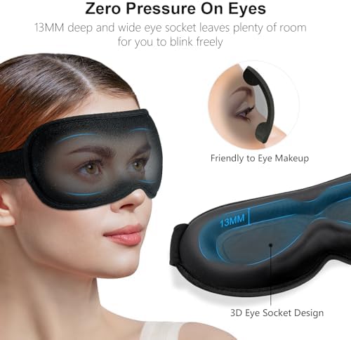 Gritin 100% Blackout Sleep Eye Mask for Women Men, Zero Pressure Sleep Mask - Image 3