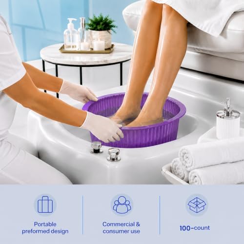 ForPro Universal Pedi Bath Liners - 50% THICKER - Fit Footsie Bath Plus Foot Bath, Disposable Pedicure Foot Tub Liners for Foot Spa Basins & Foot Bath Soaks, Purple, 100-Count - Image 7