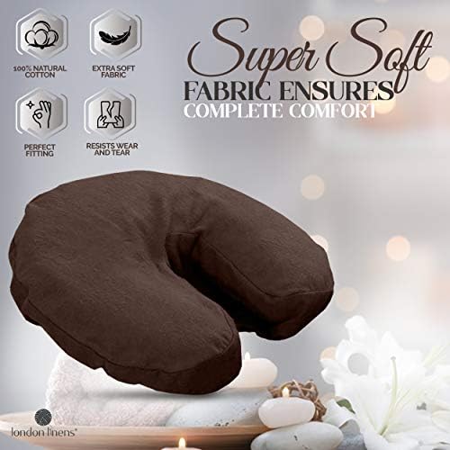 London Linens Premium Extra Thick 100% Cotton Flannel Massage Face Cradle Cover, Includes 4pcs (4, Mocha) - Image 2