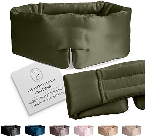 SUNDAYSILKS™ | Adjustable Silk Sleep Mask for Side Sleeper | Cloud-Like Comfort, Weighted for Deep Sleep | Soft Sleep Face Mask for Women & Men, Full Blackout, Cooling Silk Eye Mask for Sleeping by ColoradoHomeCo