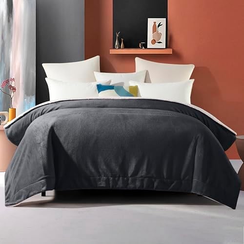 Elegant Comfort Ultra Soft Reversible Flannel Sherpa Blanket - Cozy Silky Fleece Throw for Couch, Bed - Plush Fuzzy Warm Winter Blanket for Gift, Twin XL, Gray - Image 4