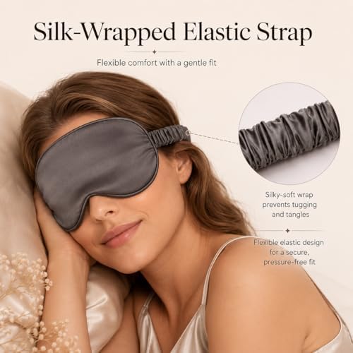 Silk Sleep Mask Light Blocking Luxury 100% Mulberry 19mm Silk Eye Mask Eye Cover Blindfold Ultra Soft Light & Comfy Anti Aging Skin Care with Travel Bag Gift Package - Image 4