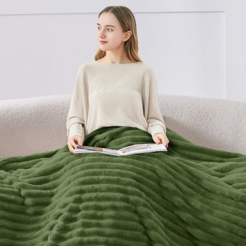 BEDELITE Ribbed Twin Blanket for Couch & Bed, Moss, 60"x80" - Image 3