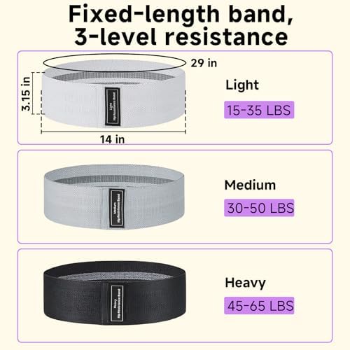 Resistance Bands, Fabric Workout Bands for Women & Men, Cloth Booty Resistance Loop Bands, Thick Squat Bands for Home Fitness, Gym, Yoga, Pilates for Butt Legs Thigh Hip Glute - Image 3