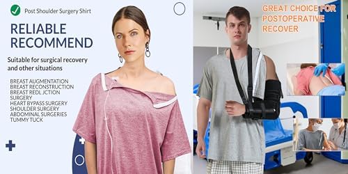 Women Shoulder Surgery Shirts for Women Tear Away Post Surgery Shirt for Men Full Snap Access Recovery Clothing - Image 2