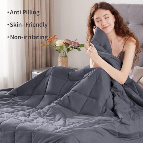 Weighted Blanket Queen/King Size (80"x87" 22lbs),Ultra Soft and Cozy Cooling Weighted Blanket for Adult,Heavy Blanket with Machine Washable Soft Blanket, Dark Grey - Image 2