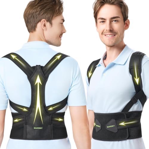 SHAPERKY Posture Corrector for Women and Men - Adjustable Upper Back Brace - Breathable Back Support straightener - Providing Pain Relief from Lumbar&Shoulder (S-M) by SHAPERKY