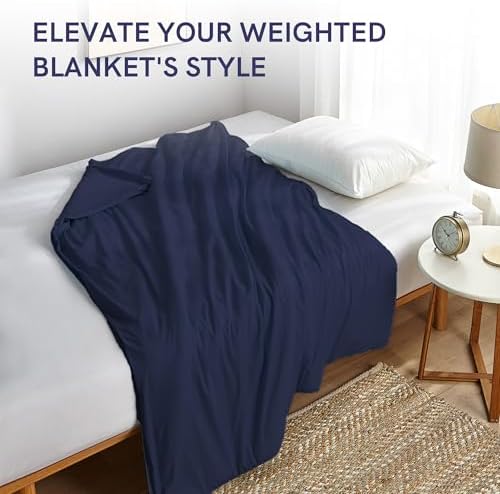 YnM Cotton Duvet Cover for Weighted Blankets (Navy, 41''x60'') - Image 6