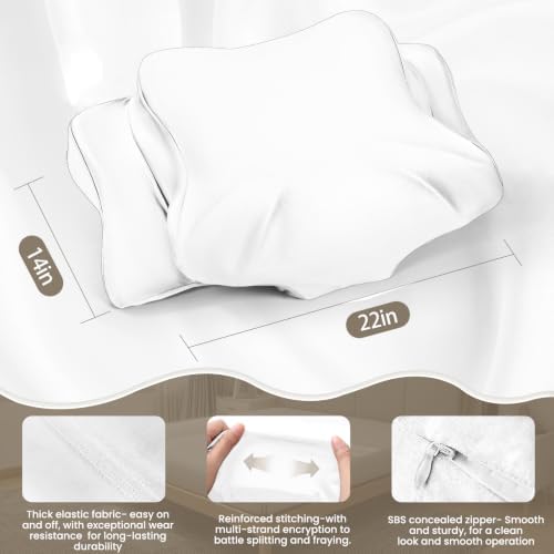 Thickened Satin Elastic Pillowcase 14"x22", Standard Size Zipper Cover for Cervical & Memory Foam Pillows, Hair and Skin Friendly Soft Smooth, White - Image 3