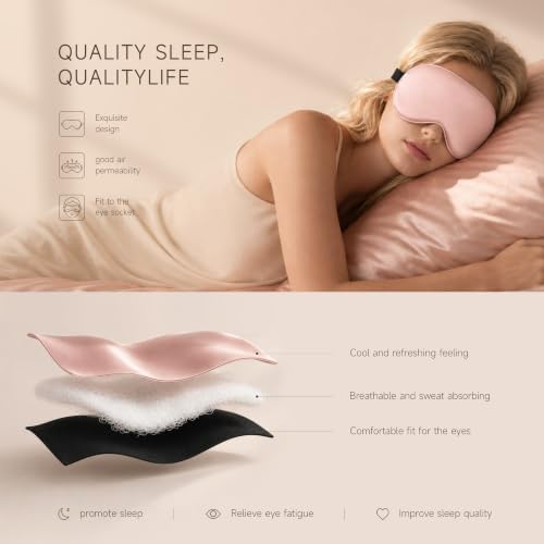Silk Sleep Mask, Light Blocking Eye Mask for Sleeping with Adjustable Strap - Image 5