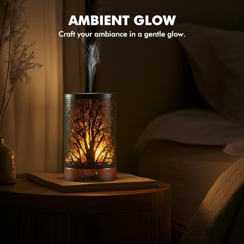 Aromatherapy Essential Oil Diffuser for Home - 100ml Black Ultrasonic Diffuser with Dynamic Flame Light, Metal Cool Mist Aroma Diffuser for Essential Oils & Auto Shut-Off Protection - Image 4