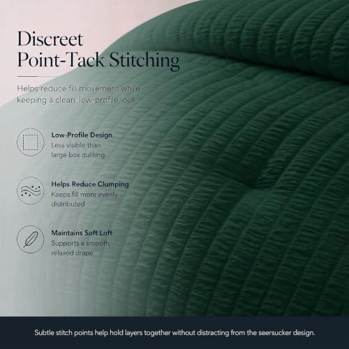 CozyLux California King Comforter Set Emerald Green Seersucker Bed in a Bag - Image 4