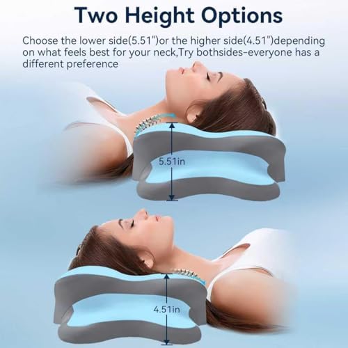 Sleep Apnea Pillow with Neck Pain & Snoring Relief -Orthopedic Cervical Pillow,Ergonomic Contour Memory Foam Pillow for Side, Back,Stomach,Dreamers,Medium Firm (Lakeblue, Queen Size) - Image 2